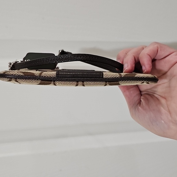 Coach Brown and Tan Signature C Wristlet - Picture 5 of 11